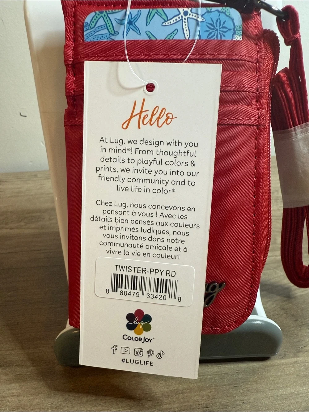 NWT Lug Red RFID Wristlet Card Holder / ID Badge Pouch with Strap & Carabiner